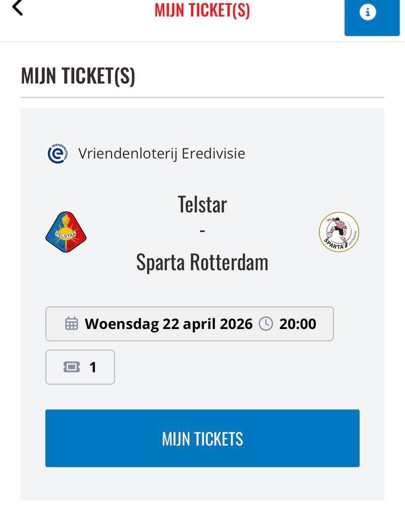 Telstar - sparta, Seizoenskaart, Eén persoon
