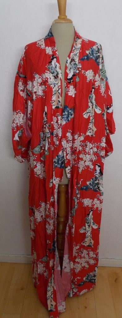 Aparte 100% katoenen Japans/Chinese print kimono/jurk! L, Verzenden, Maat 42/44 (L), Zo goed als nieuw, Rood