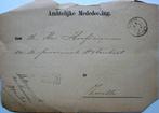 Ambtelijke Mededeeling uit 1888 met 2 kleinrond-stempels, Postzegels en Munten, Brieven en Enveloppen | Nederland, Ophalen of Verzenden