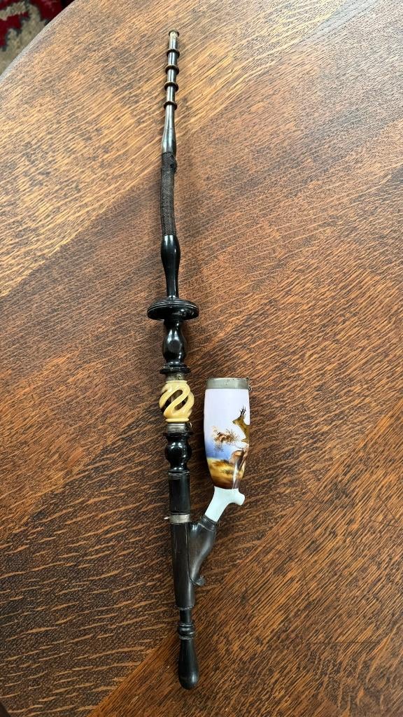 Antieke Duitse Jagerspijp Porseleinen kop met hert ca. 1900, Antiek en Kunst, Ophalen of Verzenden