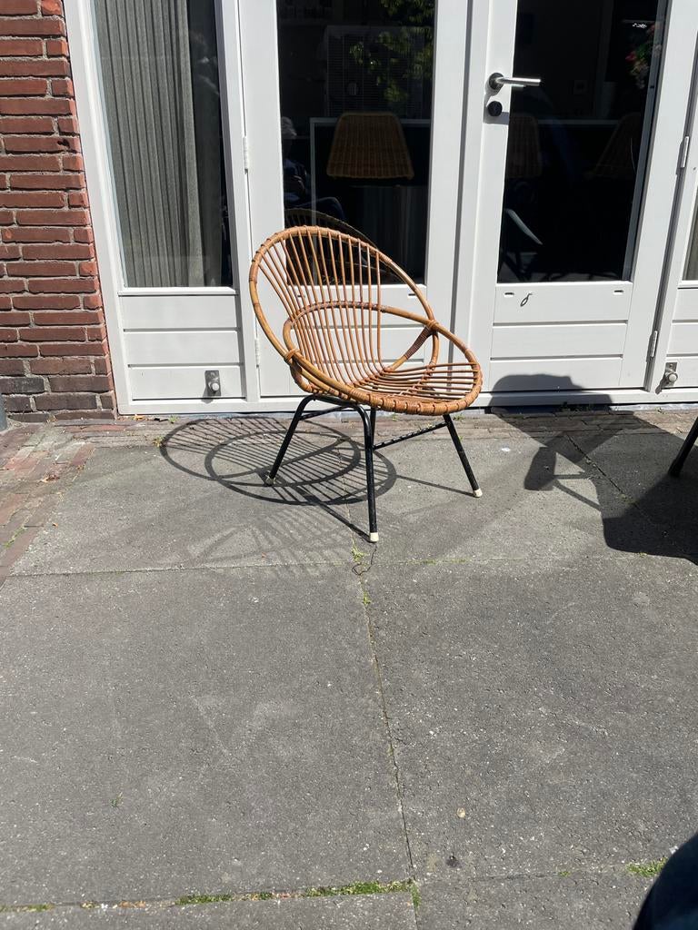 Vintage Rotan Stoeltje Jaren '60 - Retro Design, Ophalen of Verzenden