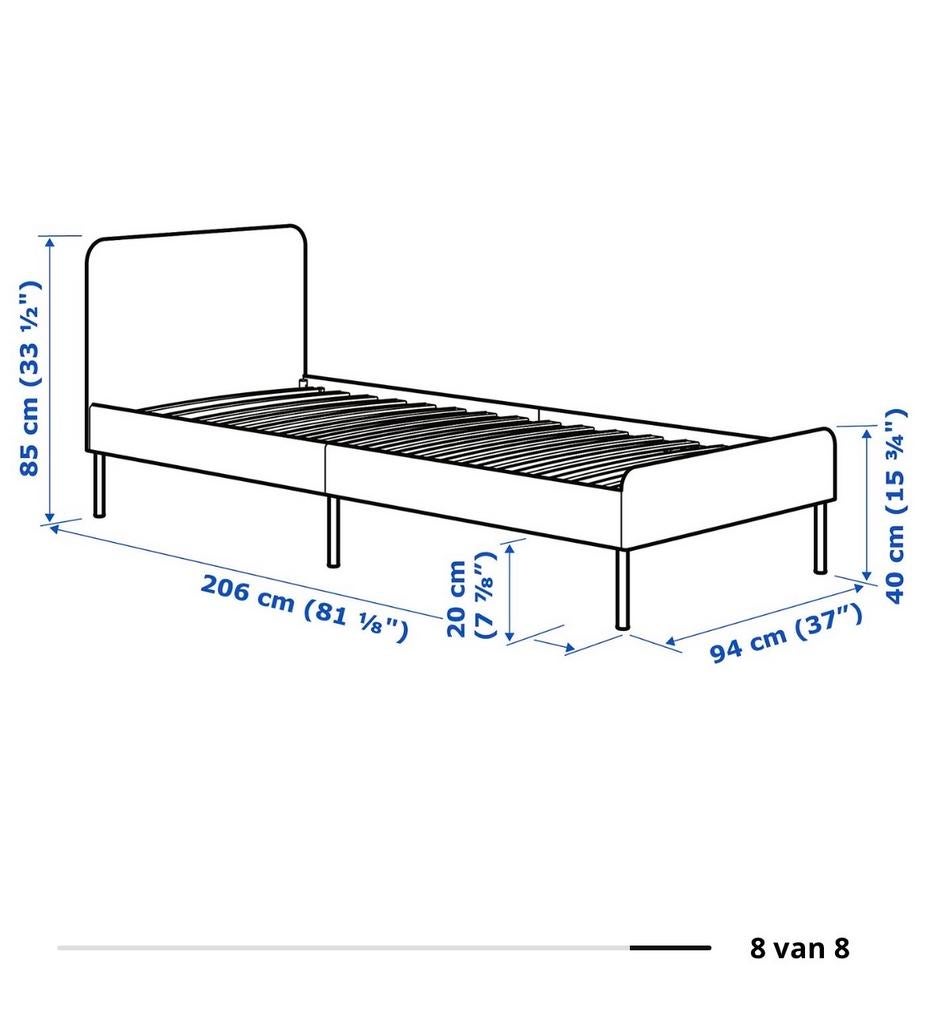 IKEA SLATTUM eenpersoonsbed donkergrijs, Ophalen, Gebruikt, 90 cm, Eenpersoons