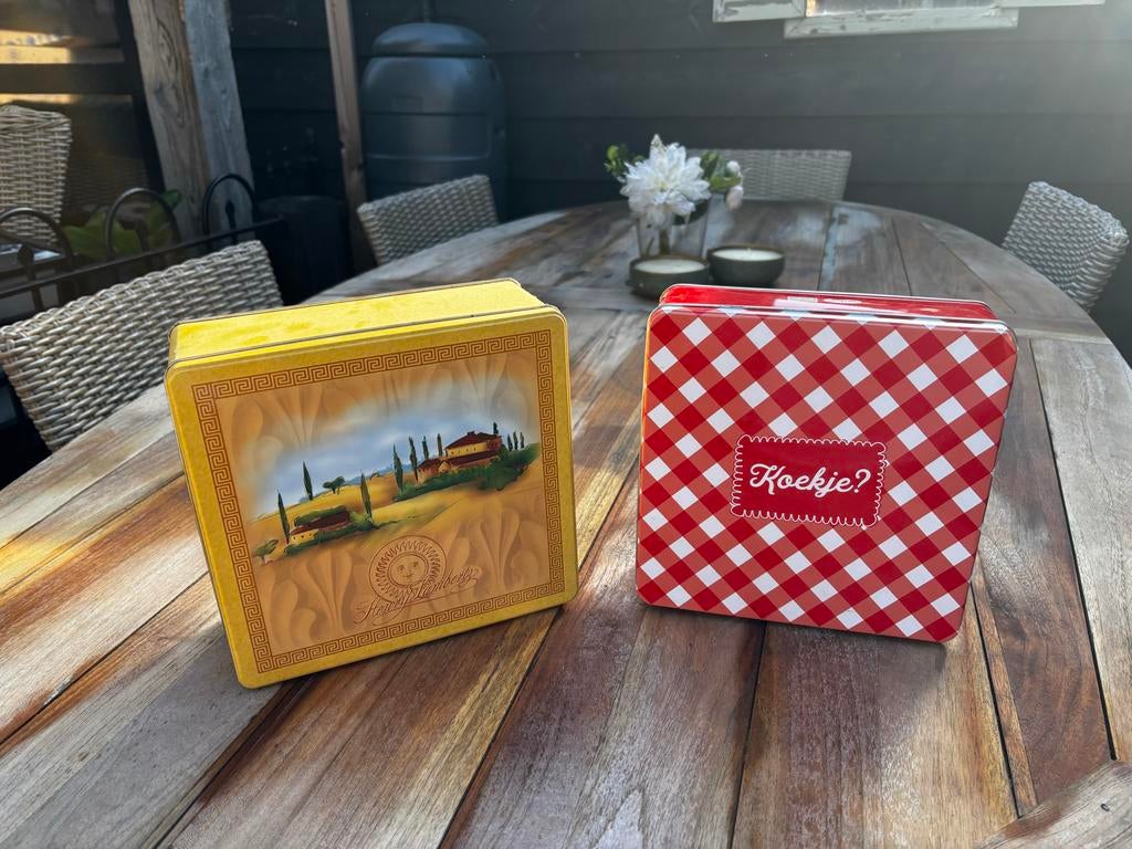 Vintage Koektrommels - Set van 2, Ophalen of Verzenden, Gebruikt, Metaal, Minder dan 50 cm