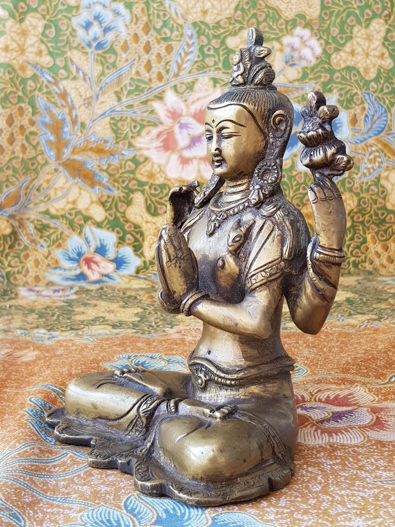 Prachtig antiek Oosters brons beeld van Boeddha 16,3 cm., Ophalen of Verzenden