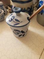 Oud Keuls mosterdpotje met houten lepel, Ophalen of Verzenden