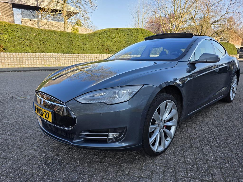 Tesla Model S 2014 staalGrijs, Auto's, Tesla, Achterwielaandrijving, Zwart, Model S, Origineel Nederlands