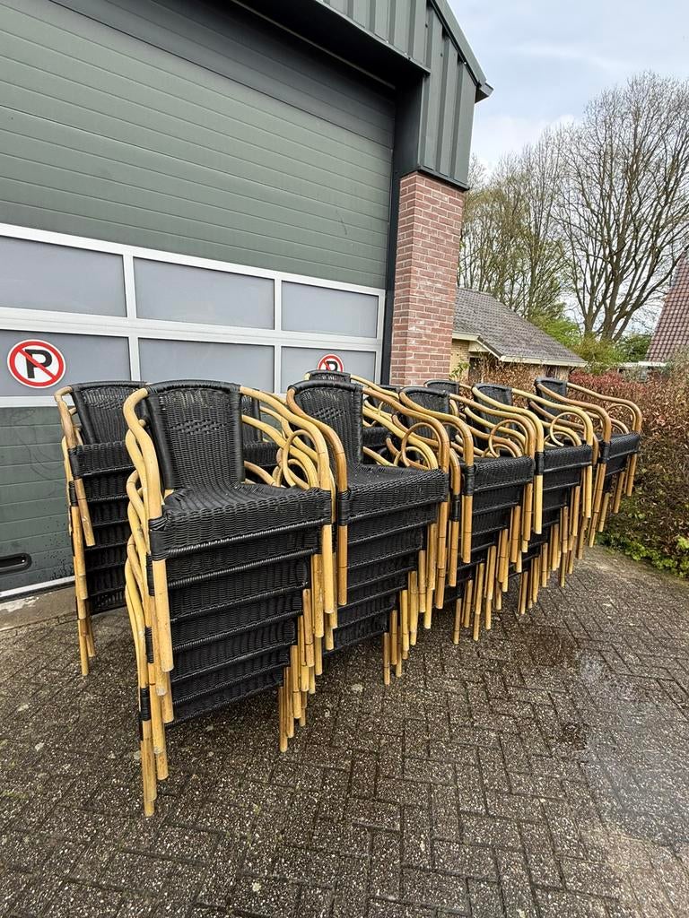 78 nette terrasstoelen te koop!, Ophalen of Verzenden, Gebruikt, Kunststof