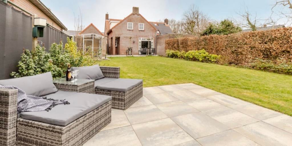 50 terrastegels (60x60x4) in totaal 18m2, Tuin en Terras, Tegels en Klinkers, Gebruikt, Ophalen of Verzenden, 10 m² of meer, Beton