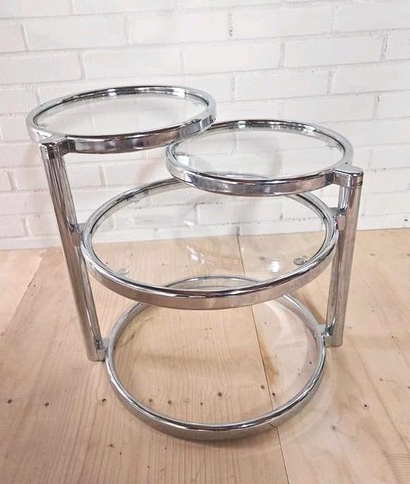 Salontafel chroom met glas en draaibare delen, Huis en Inrichting, Tafels | Salontafels, Ophalen, Gebruikt