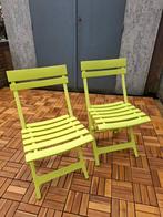 2x Klapstoelen - Limegroen - Tuinstoelen, Ophalen, Gebruikt, Kunststof, Inklapbaar