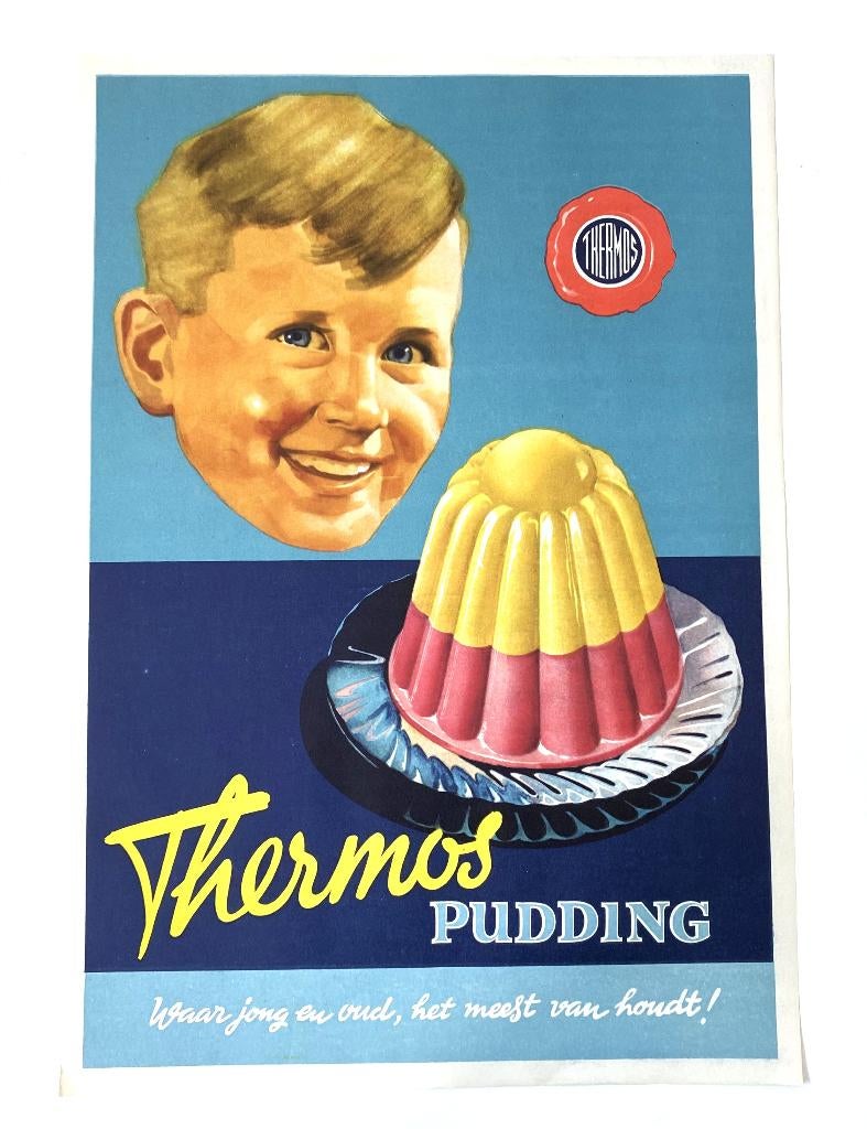 Thermos Pudding affiche, Verzamelen, Rechthoekig Staand, Verzenden, Zo goed als nieuw, A1 t/m A3