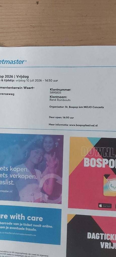 tickets bospop, Twee personen