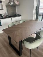 Eiken eettafel visgraat Corné Wonen, Ophalen, 200 cm of meer, 50 tot 100 cm, Zo goed als nieuw