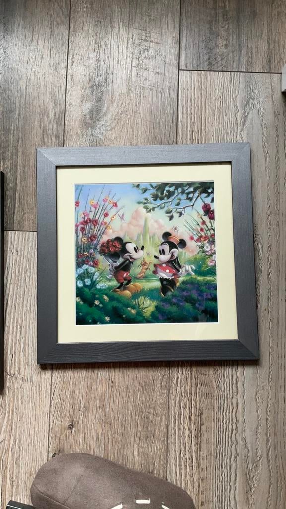 4 Disney schilderijen van 35 x 35 cm, Verzamelen, Disney, Ophalen of Verzenden, Mickey Mouse, Gebruikt, Plaatje of Poster