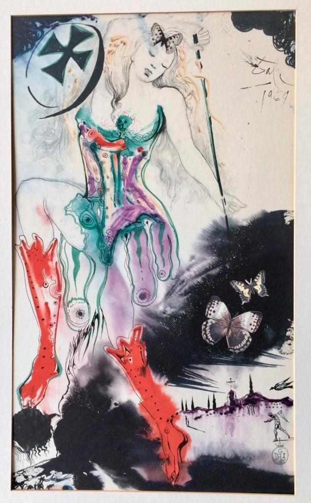 Salvador Dali, lithograph 1969, Archangel Fighting The Demon, Antiek en Kunst, Kunst | Litho's en Zeefdrukken, Ophalen of Verzenden