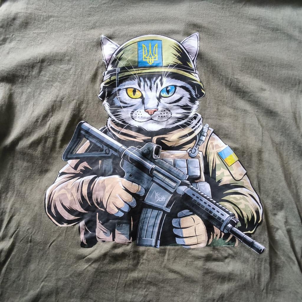 2 T-shirts Oekraïne kat soldaat, Ophalen of Verzenden, Maat 56/58 (XL), Zwart