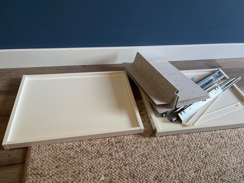 2x IKEA Komplement PAX lade/inzet 50x58 cm, Kunststof, Gebruikt, Minder dan 100 cm, Met lade(s)