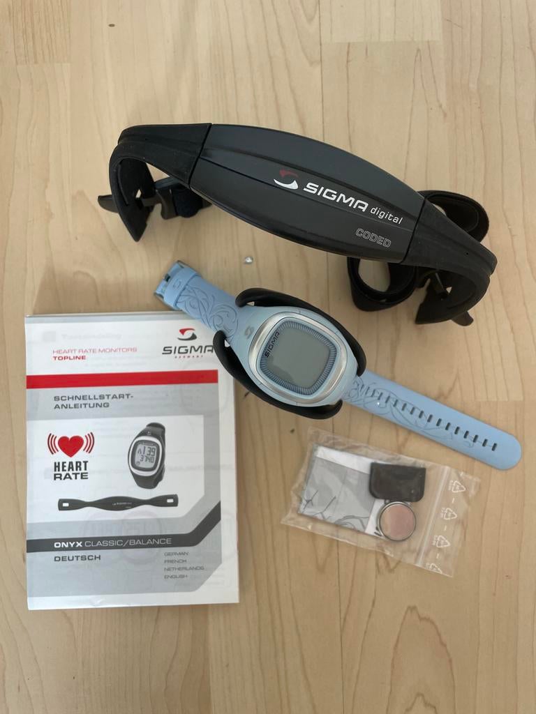 Sigma Onyx Classic/Balance hartslagmeter met borstriem, Ophalen, Zo goed als nieuw, Sigma, Met borstriem