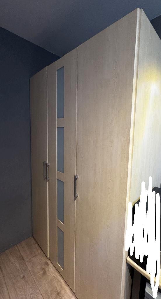 Linnenkast Kinna van Woonexpress, Ahorn met melkglas, Huis en Inrichting, Kasten | Kledingkasten, Zo goed als nieuw, 200 cm of meer