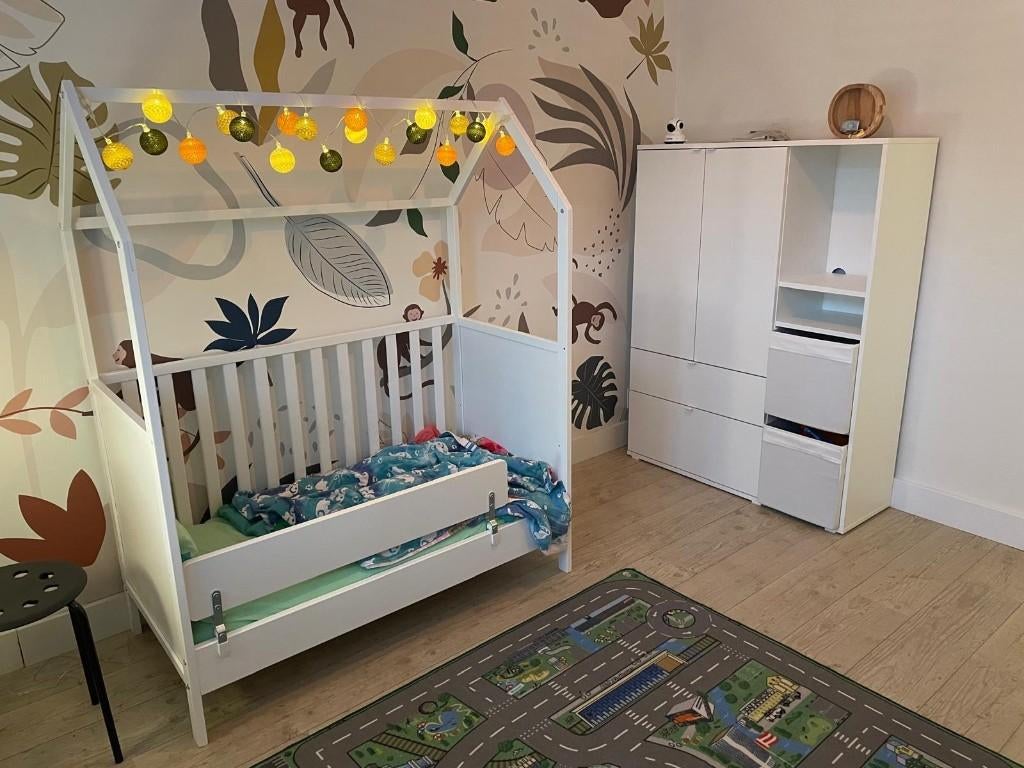 Prenatal ledikant peuterbed met dakje 60x120, Ophalen, Gebruikt, Lattenbodem, Minder dan 140 cm