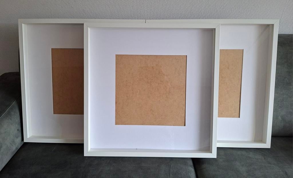 3x IKEA Fotolijst Ribba 50x50 cm met passe-partout, Ophalen, Zo goed als nieuw