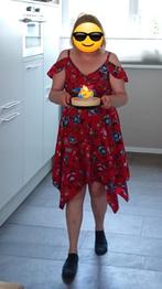 jurk rood bloemen C&A off shoulder spaghettibandjes zomer, Maat 42/44 (L), Ophalen of Verzenden, Zo goed als nieuw, C&A