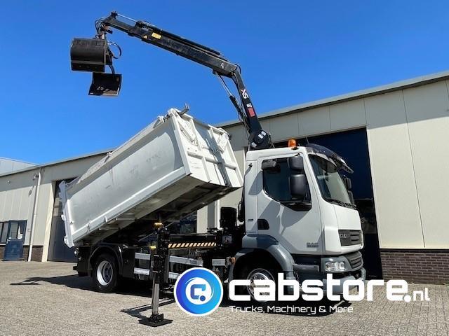 DAF LF 55.220 FA 4x2 Euro 5 Kipper + HIAB 088B-2 HiDuo Autol, Auto's, Automaat, Euro 5, Achteruitrijcamera, Wit