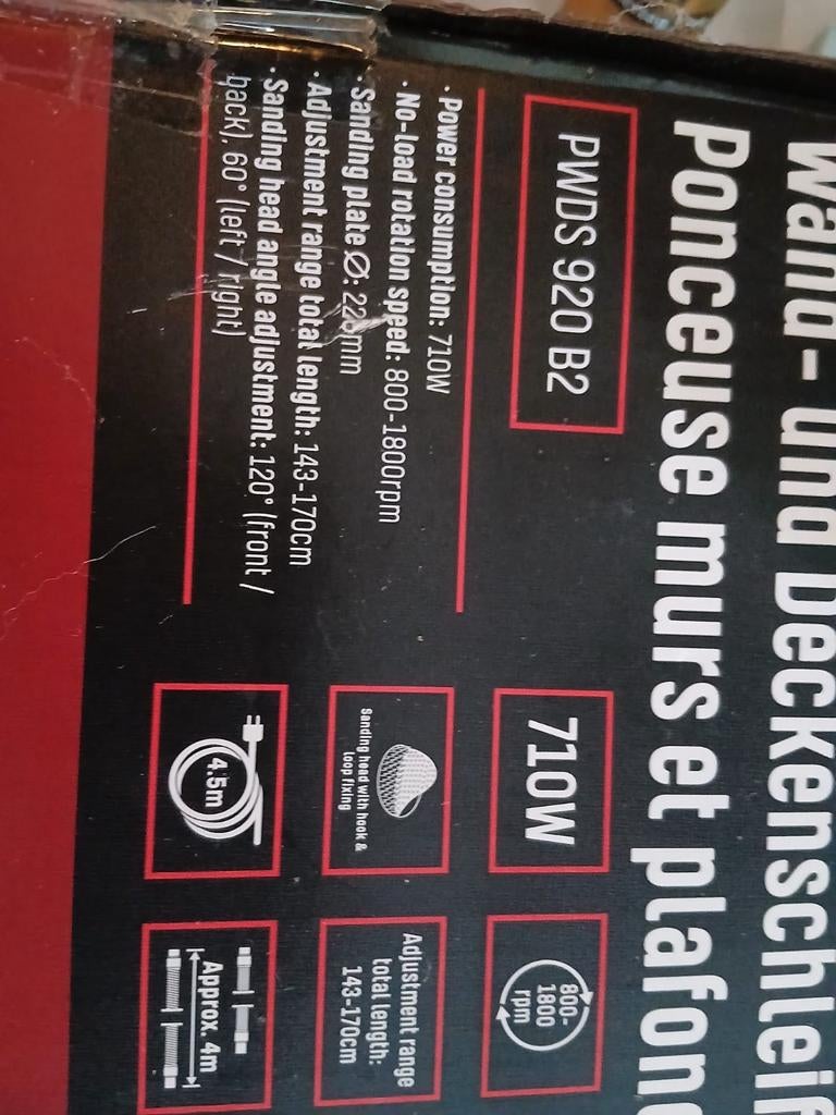 Parkside Wand- en Plafondschuurmachine - Zo goed als nieuw, Doe-het-zelf en Verbouw, Gereedschap | Schuurmachines, Ophalen, Zo goed als nieuw