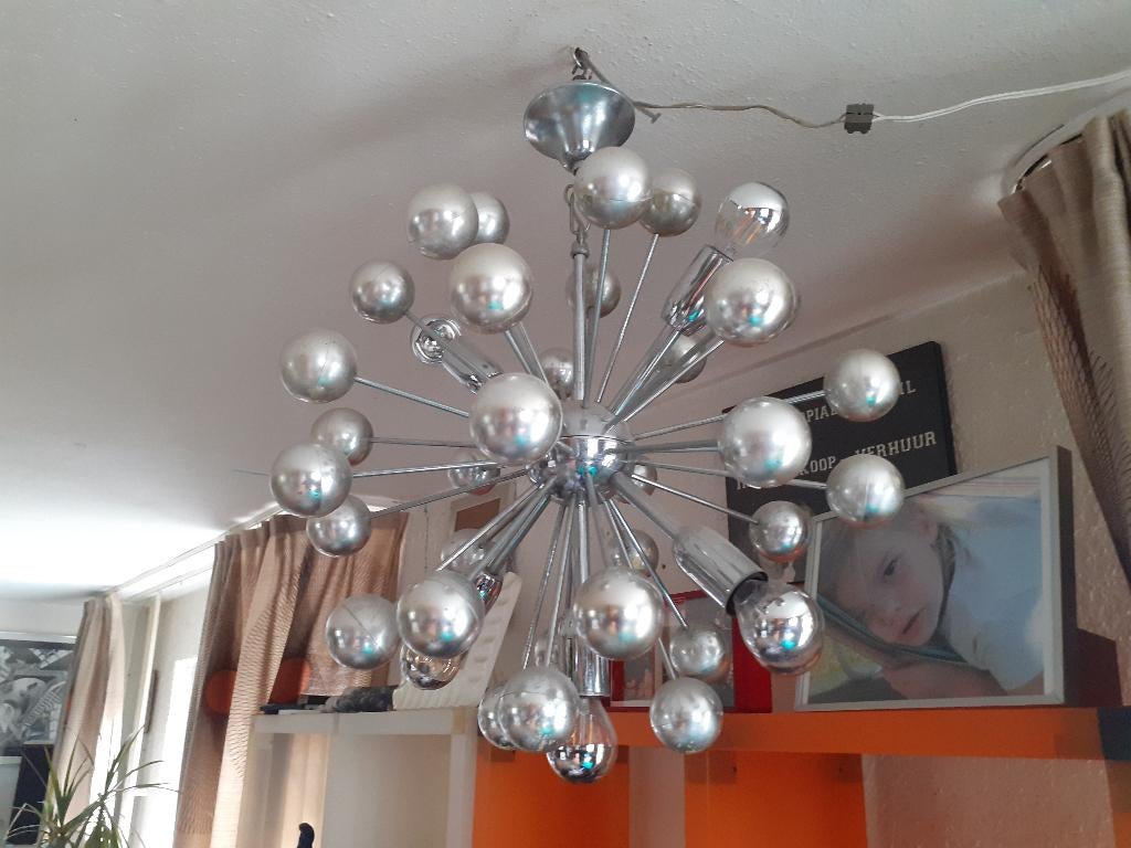 sputnik hanglamp jaren 60 70 design 5 lichtbronnen retro, Ophalen, Gebruikt, ?, ?