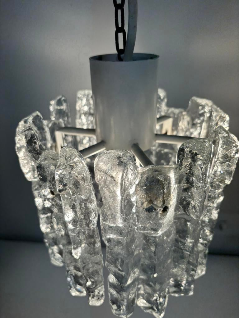 Design icoon : vintage Kalmar Franken IJsglas Hanglamp, Ophalen of Verzenden, Zo goed als nieuw, Glas