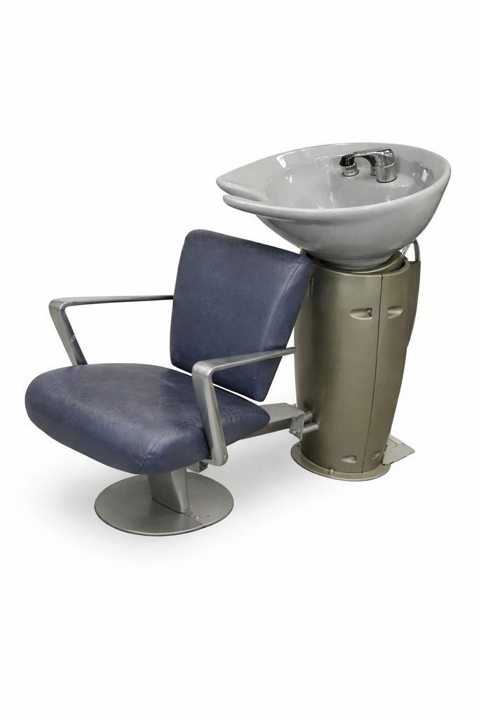 2 Lederen Kapperstoelen met Pomp en 1 Wasunit, Huis en Inrichting, Badkamer | Badkamermeubels, Gebruikt, Overige typen, Minder dan 100 cm