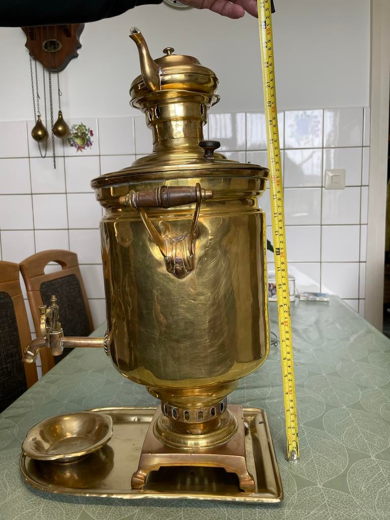 Antieke Koper en  Messing Samovar - Prachtig Decoratief Stuk, Antiek en Kunst, Antiek | Koper en Brons, Ophalen, Koper