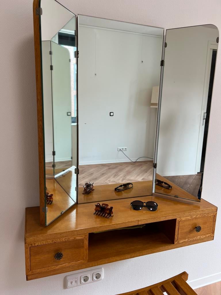 Unieke kaptafel en krukje, Huis en Inrichting, Tafels | Kaptafels, Ophalen, Gebruikt, 100 tot 150 cm, Vintage