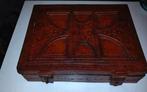 Mooie antieke Oosterse lederen sieradenkist, Ophalen of Verzenden