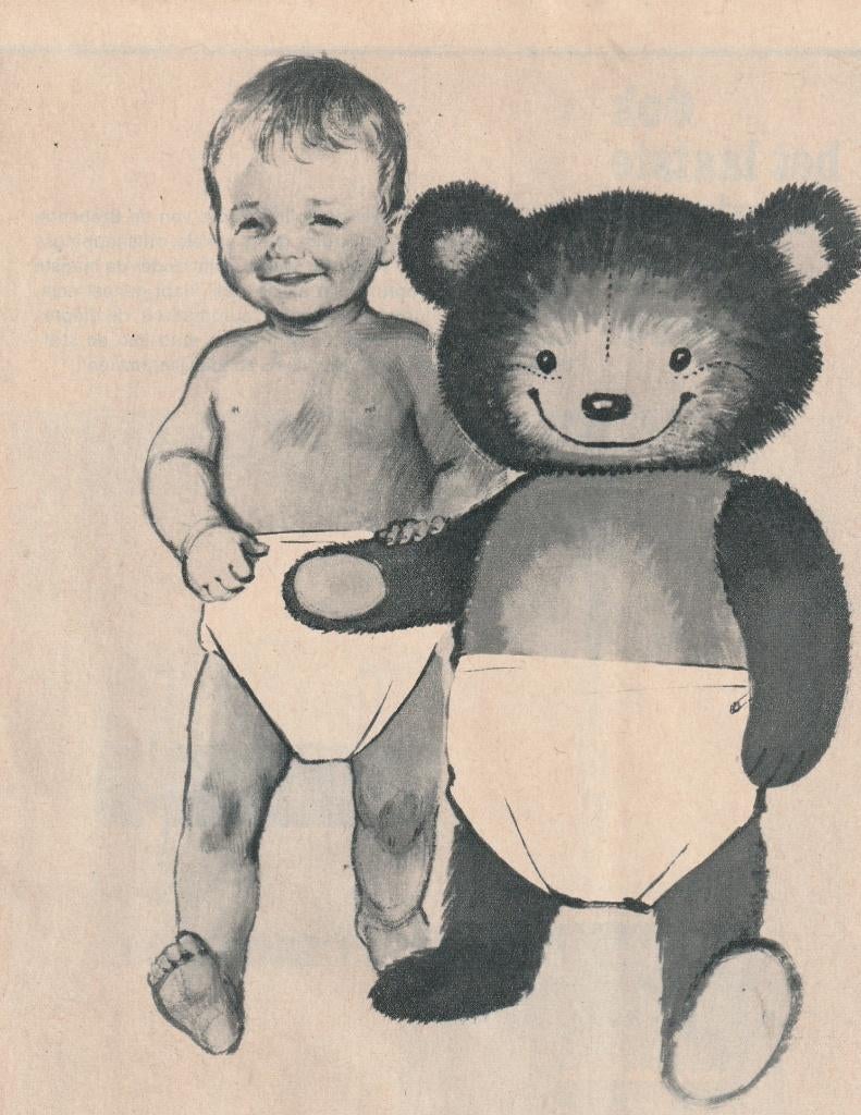 retro reclame 1966 Teddy baby luiers zachtste verzorging, Verzenden, Overige typen