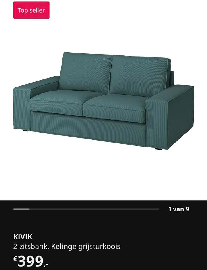 KIVIK 2-zitsbank, Huis en Inrichting, Banken | Bankstellen, Zo goed als nieuw, Rechte bank, Tweepersoons, 200 tot 250 cm, 75 tot 100 cm