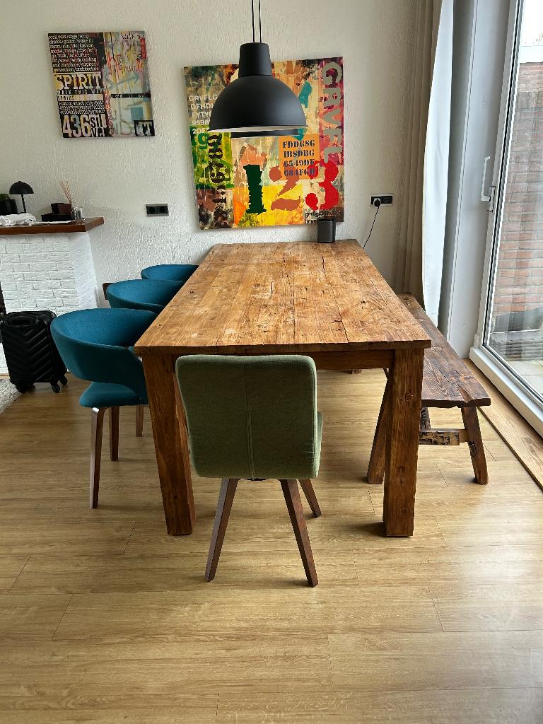 Tafel massief teakhout, Huis en Inrichting, Tafels | Eettafels, Ophalen, Gebruikt, 100 tot 150 cm, Teakhout