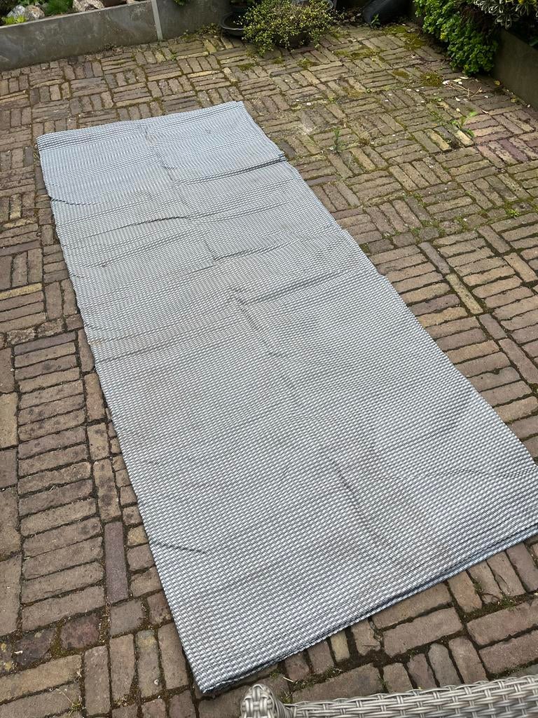 Grondzeil voortent 4x2.5m - Grijs/Zwart geblokt, Ophalen of Verzenden, Gebruikt