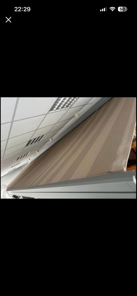 Zonnescherm Knikarmscherm - Beige gestreept, Ophalen, 450 cm of meer, Nieuw, Elektrisch