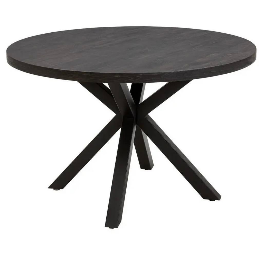 Ronde zwarte tafel, Huis en Inrichting, Tafels | Eettafels, Ophalen, Gebruikt, Rond, Vier personen