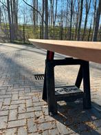 Ovale eettafel 220x110x3 verjongd eiken rustiek, Ophalen, 100 tot 150 cm, Eikenhout, Vijf personen of meer