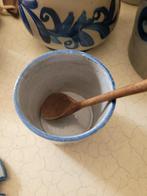 Oud Keuls mosterdpotje met houten lepel, Ophalen of Verzenden