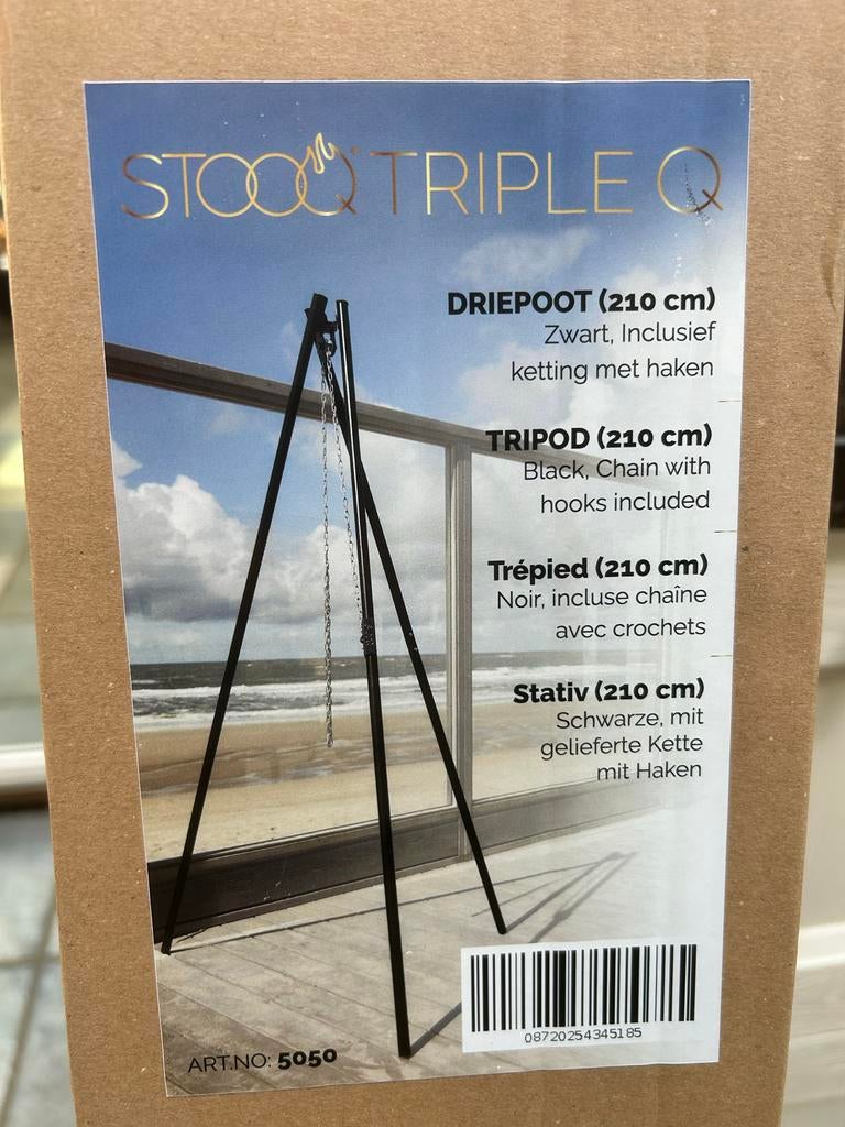 STOOQ Triple Q Driepoot BBQ - Zwart, Inclusief Ketting, Tuin en Terras, Barbecue-accessoires, Ophalen of Verzenden, Nieuw