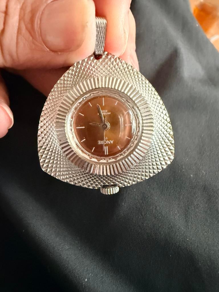 Vintage ancre horloge, Ophalen of Verzenden, Zo goed als nieuw, Zilver, Overige materialen