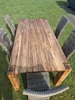 Eettafel complete eethoek mangohout 5  stoelen, Ophalen, Gebruikt, 4 tot 6 stoelen