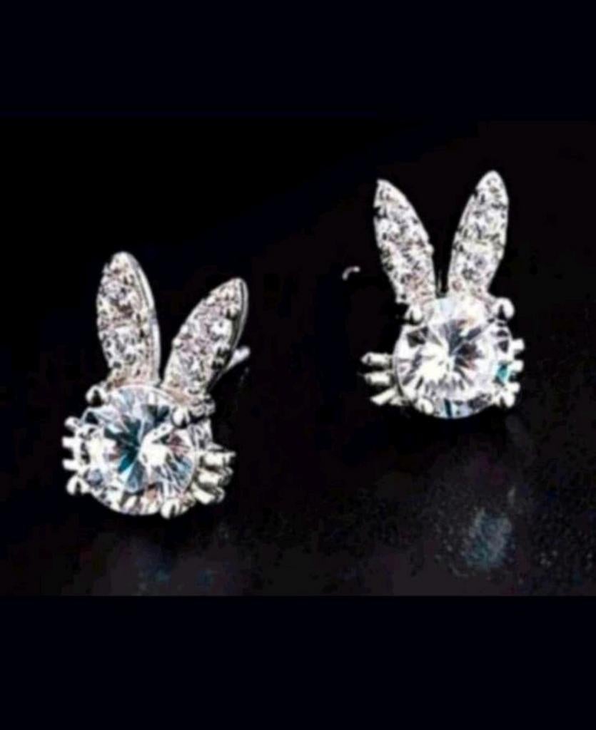Oorbellen konijn Swarovski, Sieraden, Tassen en Uiterlijk, Oorbellen, Verzenden, Nieuw, Zilver, Knopjes of Stekers