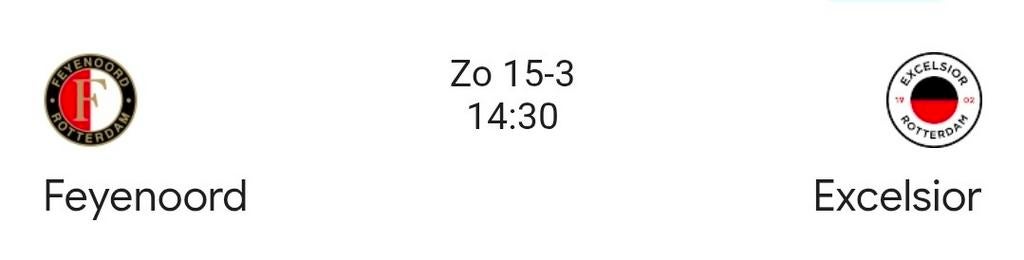 Feyenoord - Excelsior, Vak E, 2 stuks, Tickets en Kaartjes, Losse kaart, Drie personen of meer, Maart