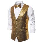 Heren gouden glitter gilet giletje feest party kostuum, Kleding | Heren, Carnavalskleding en Feestkleding, Verzenden, Nieuw, Overige maten
