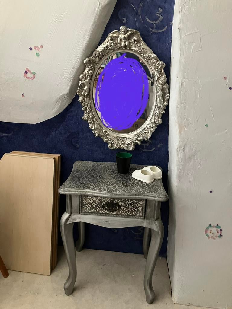 Barok kaptafel met spiegel voor kinderen zilver kleurig, Ophalen, Zo goed als nieuw, Overige typen
