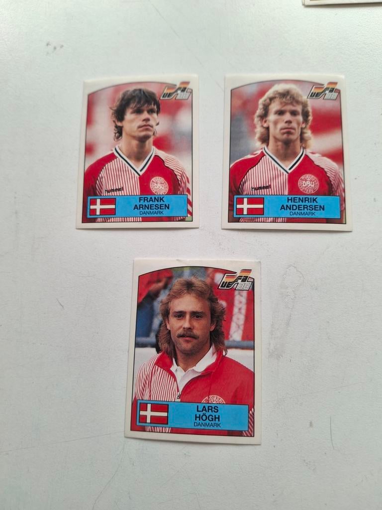 3 Panini voetbalplaatjes Denemarken EURO 88, Verzamelen, Ophalen of Verzenden, Zo goed als nieuw, Buitenlandse clubs, Poster, Plaatje of Sticker
